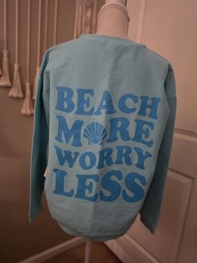 Katydid Aqua Blue Graphic Shell Textured Sweatshirt